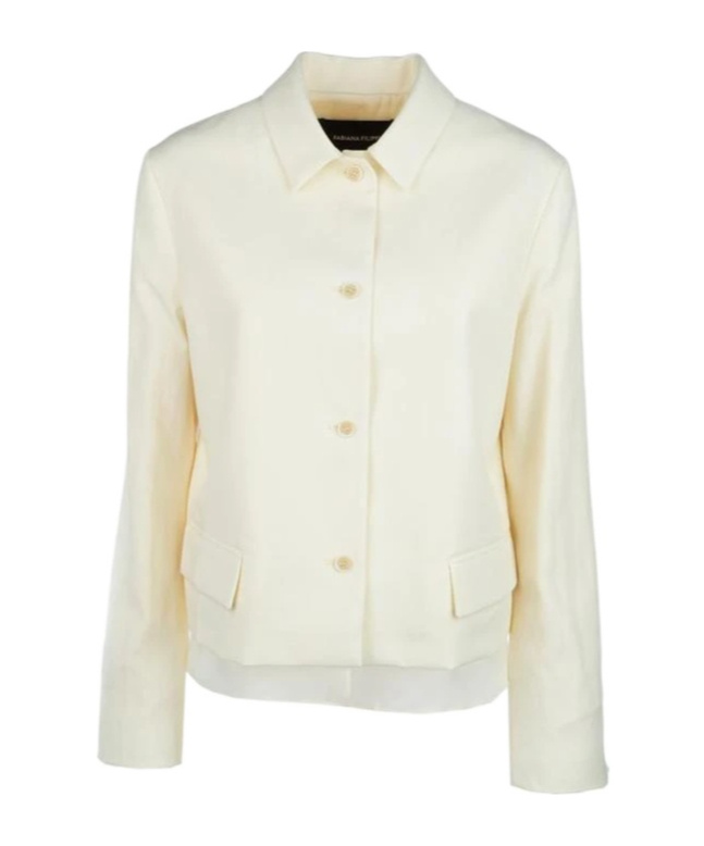 Shop Fabiana Filippi Long Sleeved Buttoned Jacket In White