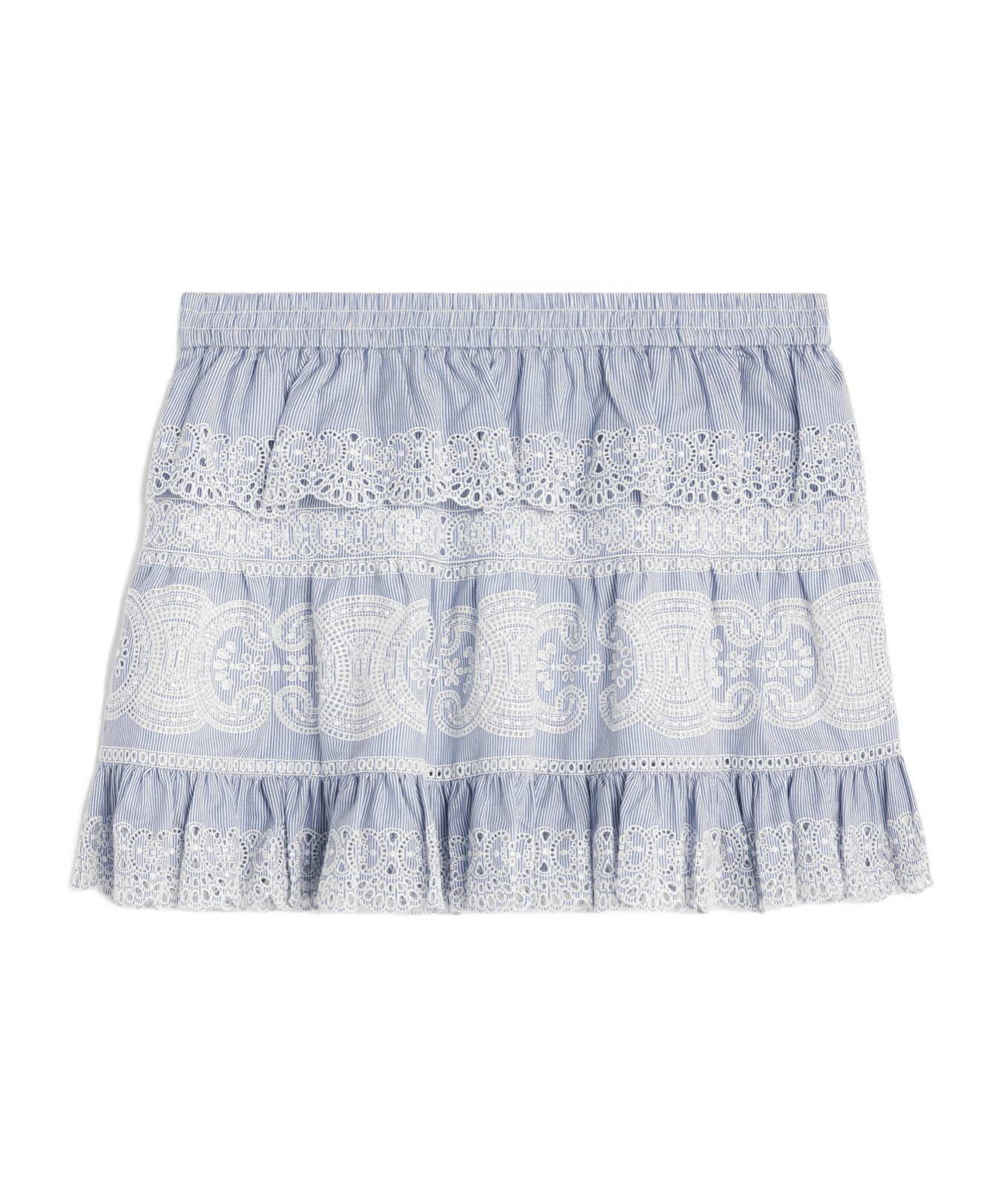 Celine Striped Embroidered Skirt In White