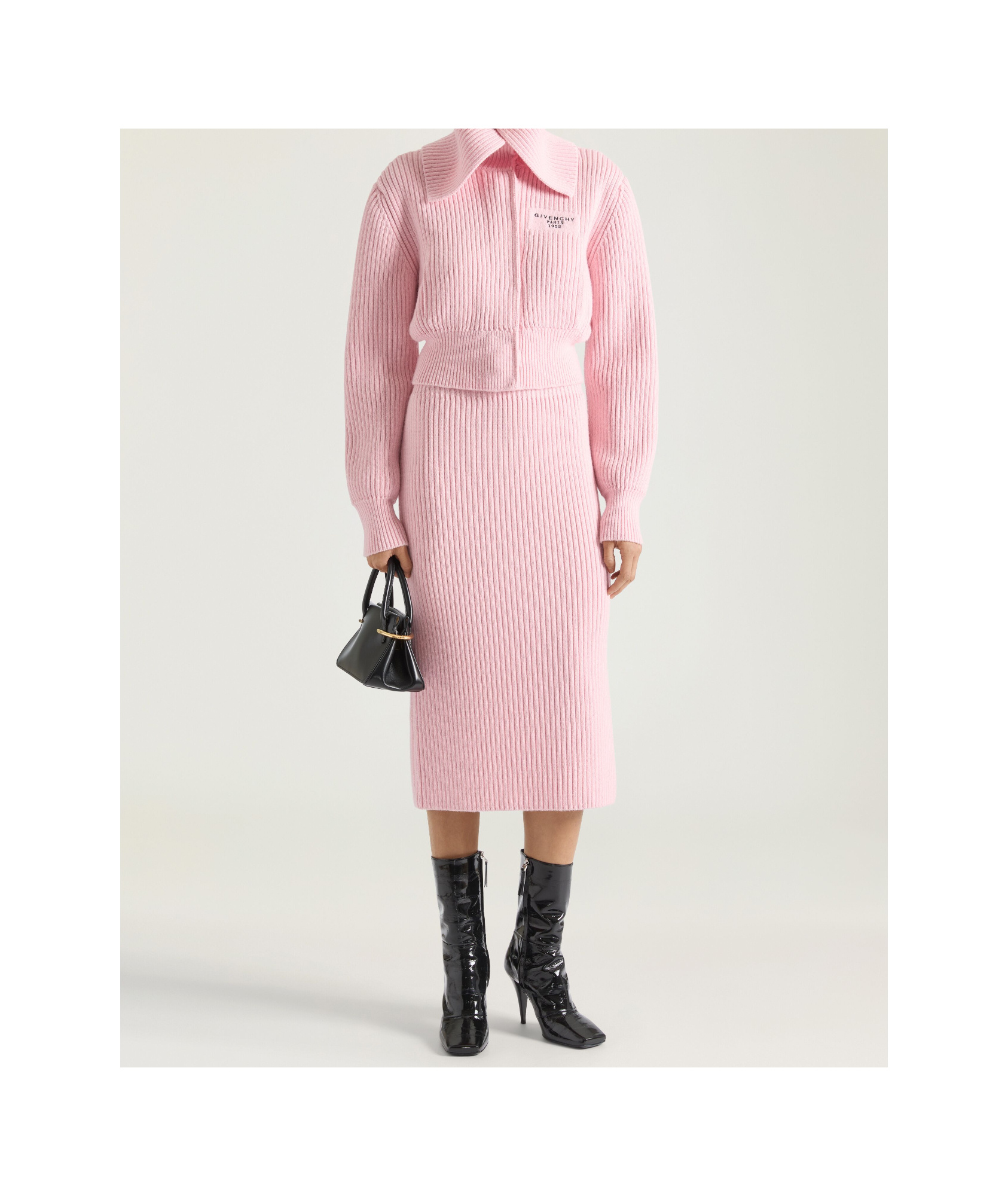 Givenchy Midi Pencil Skirt In Wool In Pink