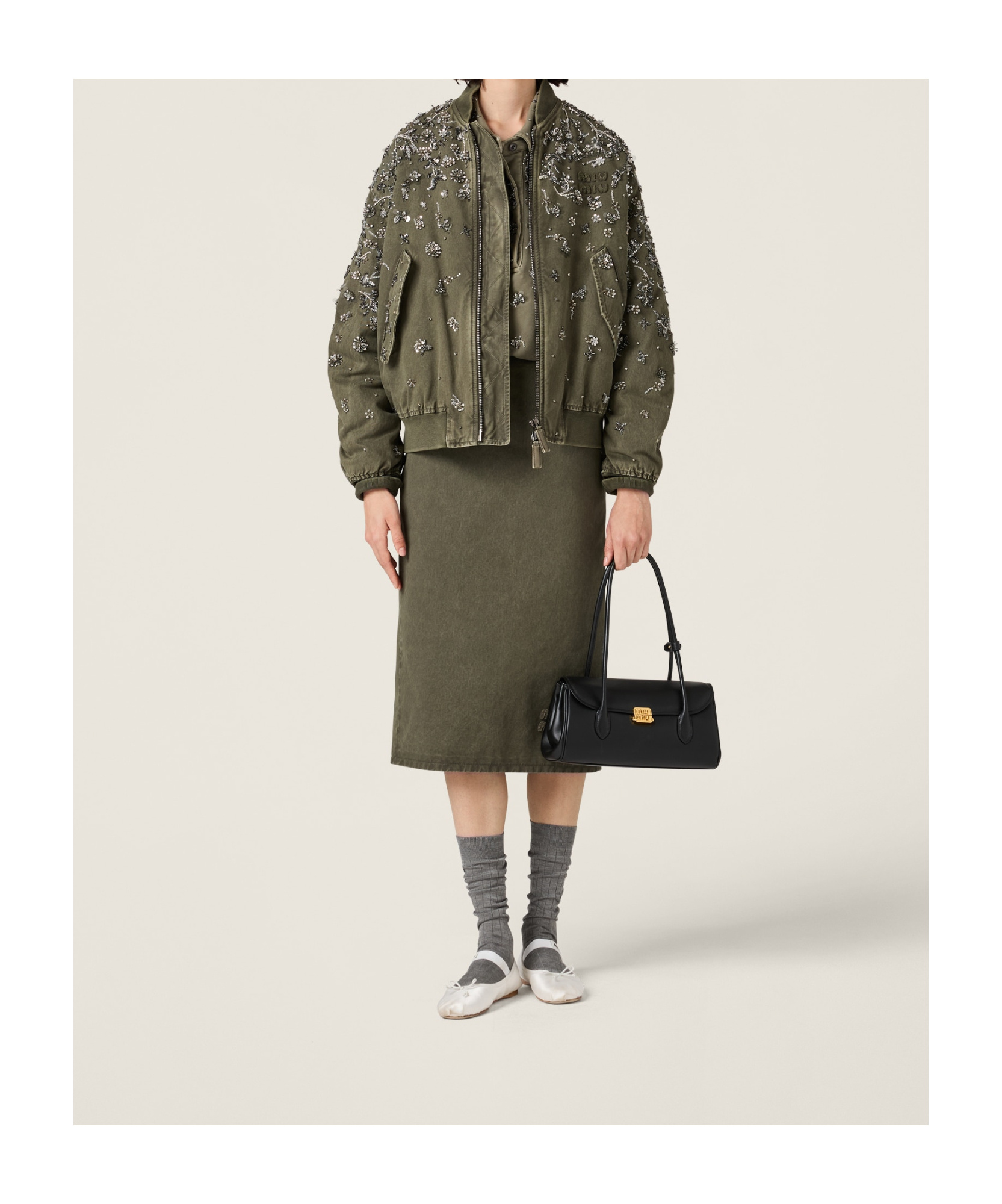 Miu Miu Long-sleeved Pilot Jacket In Green