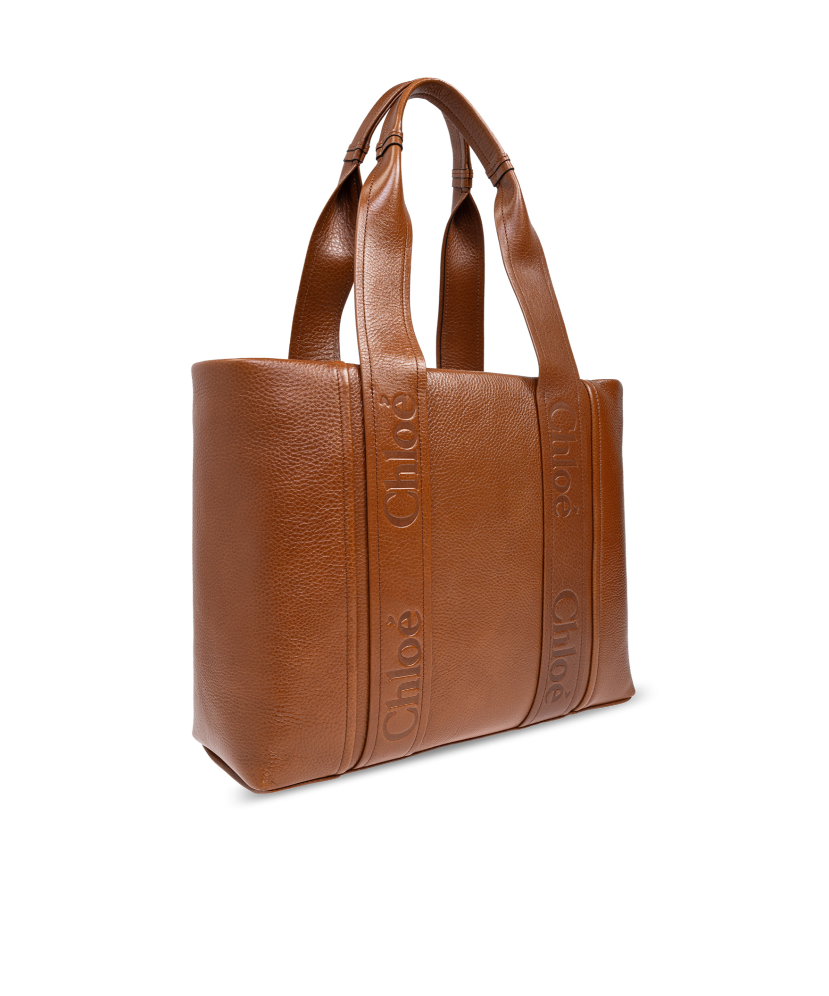 Chloé Woody Large Leather Tote In Brown