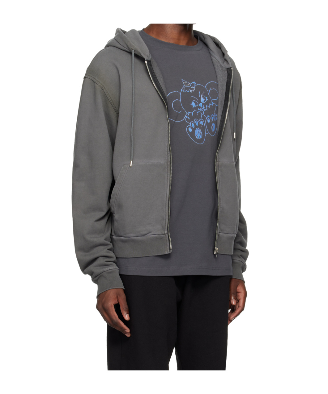 We11 Done Zippered Hooded Sweatshirt In Black