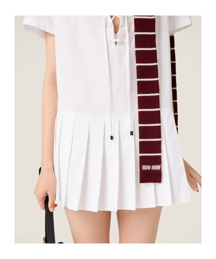 Miu Miu Chic Poplin Mini Dress In White