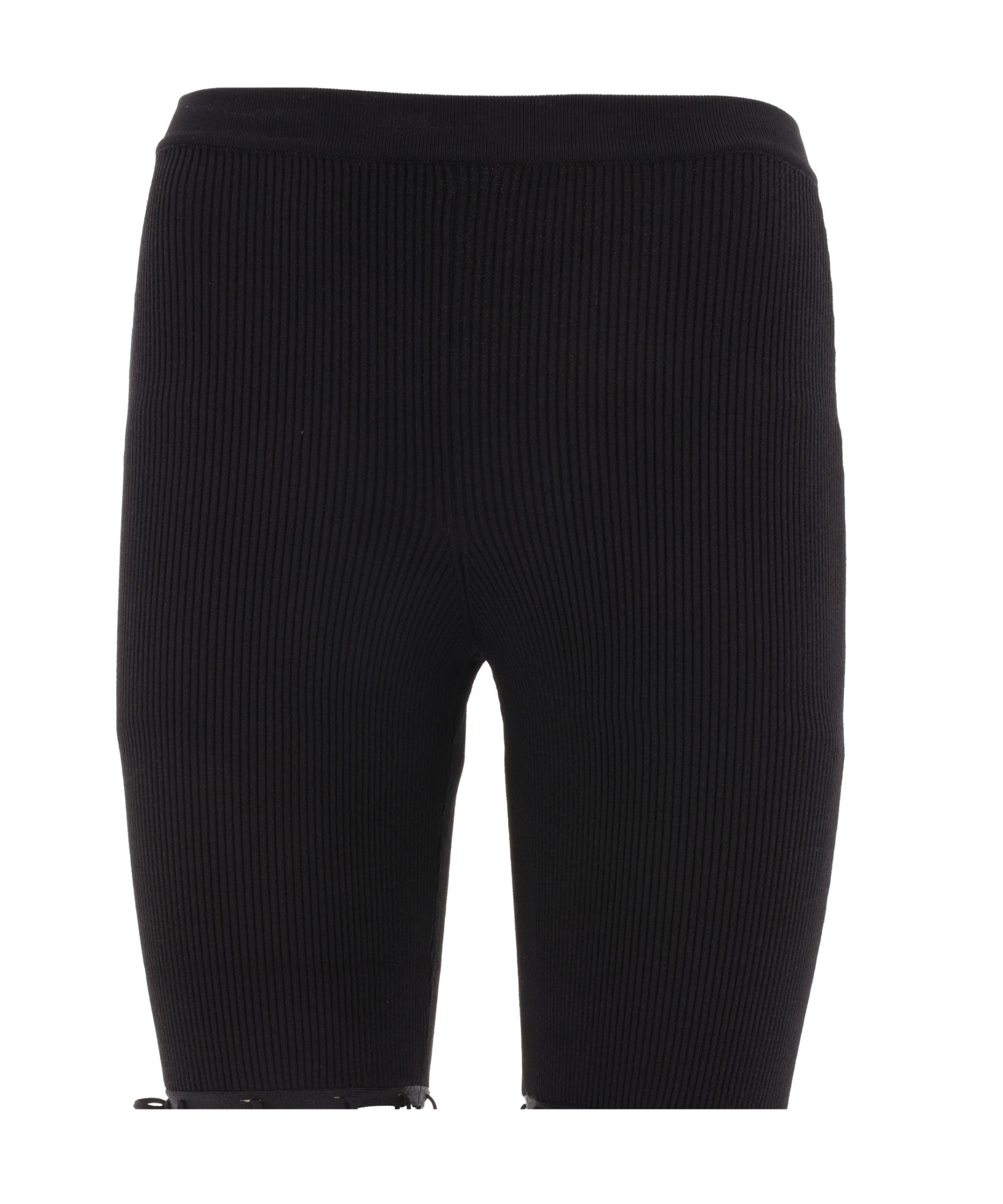 Nensi Dojaka Ribbed Waistband Flared Pant With Cut-out Lacing In Black