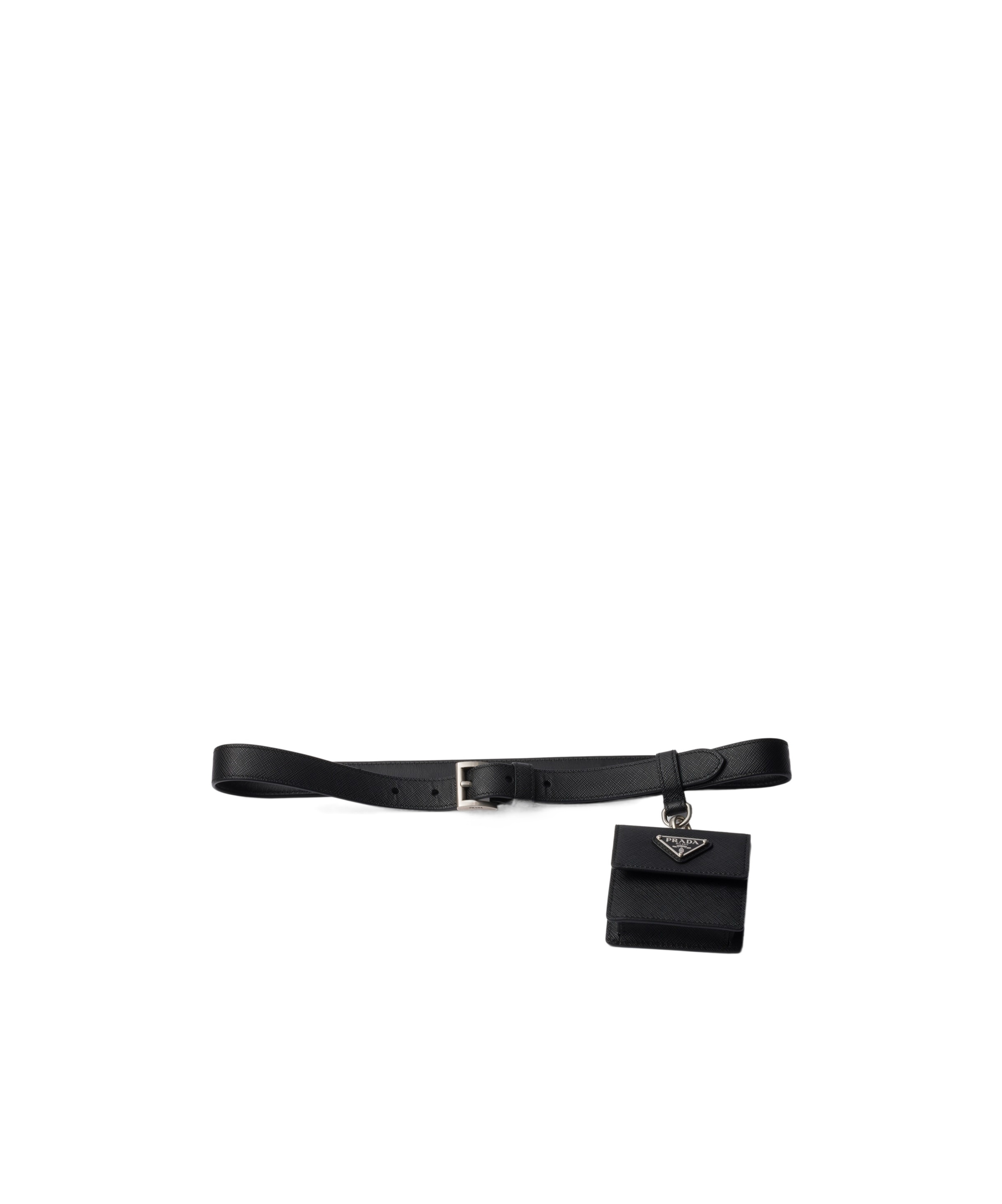 Prada Saffiano Leather Belt In Black