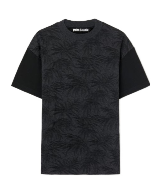 Palm Angels Palms Curved Black Cotton Blend T-shirt In Black