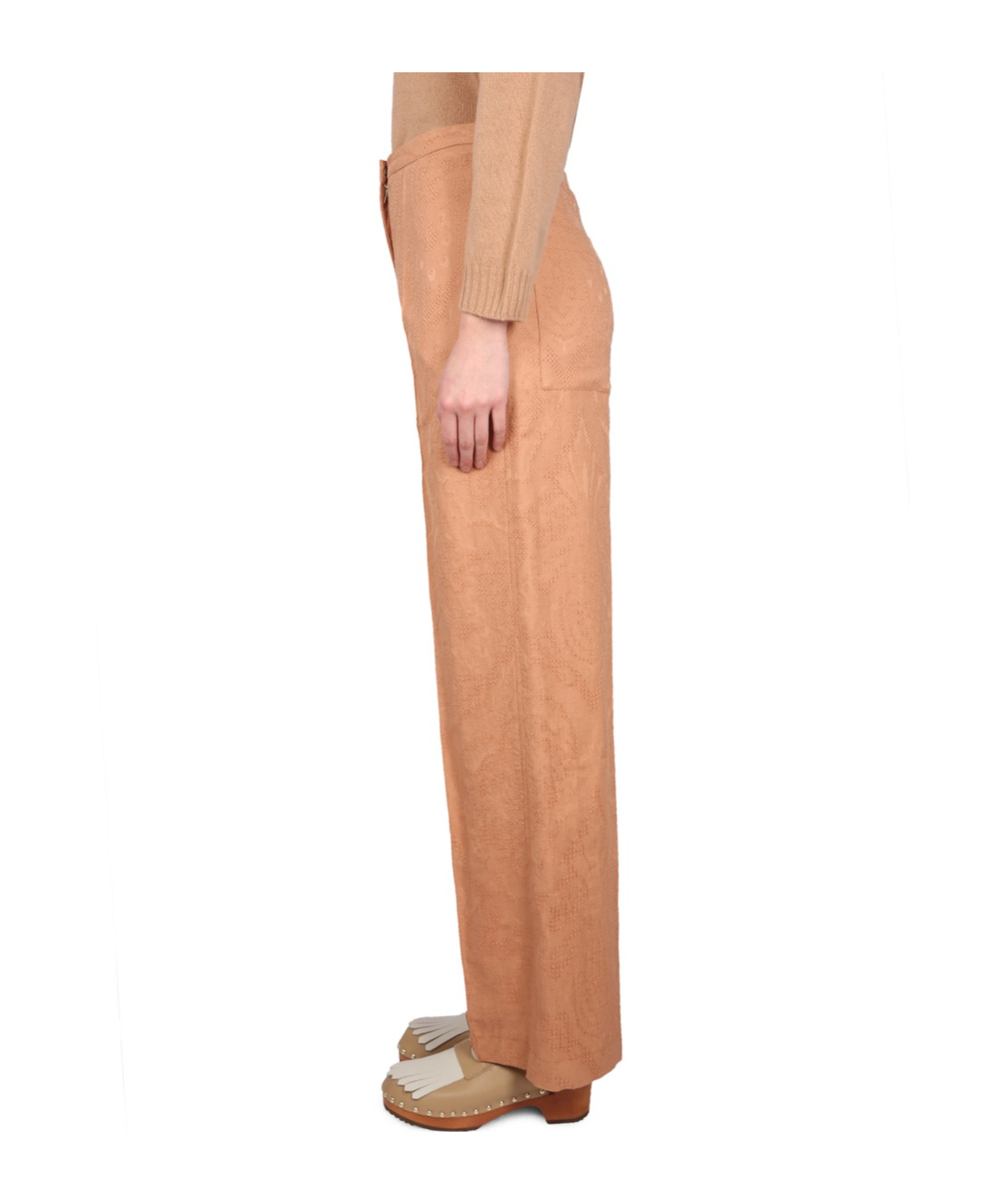 Alysi Ajoure High-waisted Wide-leg Trousers In Orange
