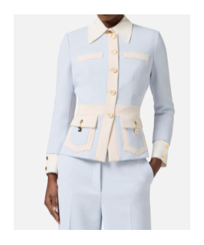 Elisabetta Franchi Colour-blocking Button Jacket In Blue