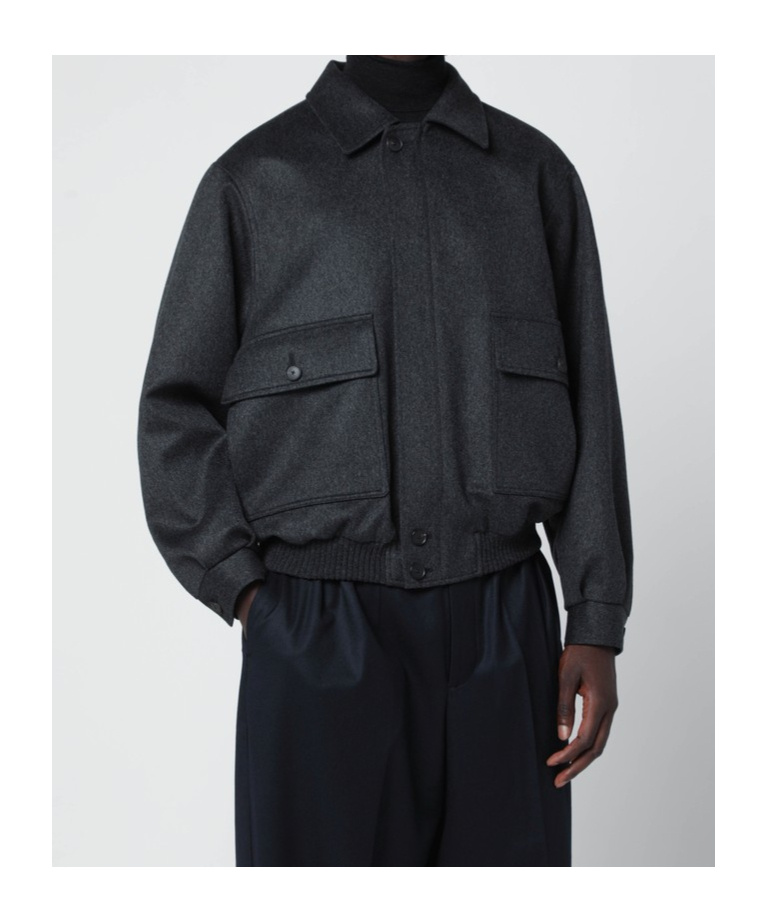 Auralee Grey Cashmere Zip Jacket Men In Gray