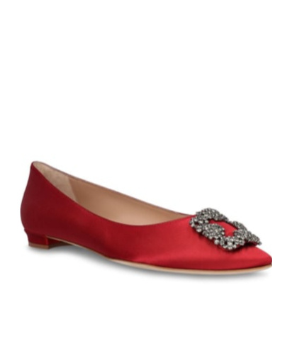 MANOLO BLAHNIK HANGISI FLAT SHOES WITH SHALLOW MOUTH
