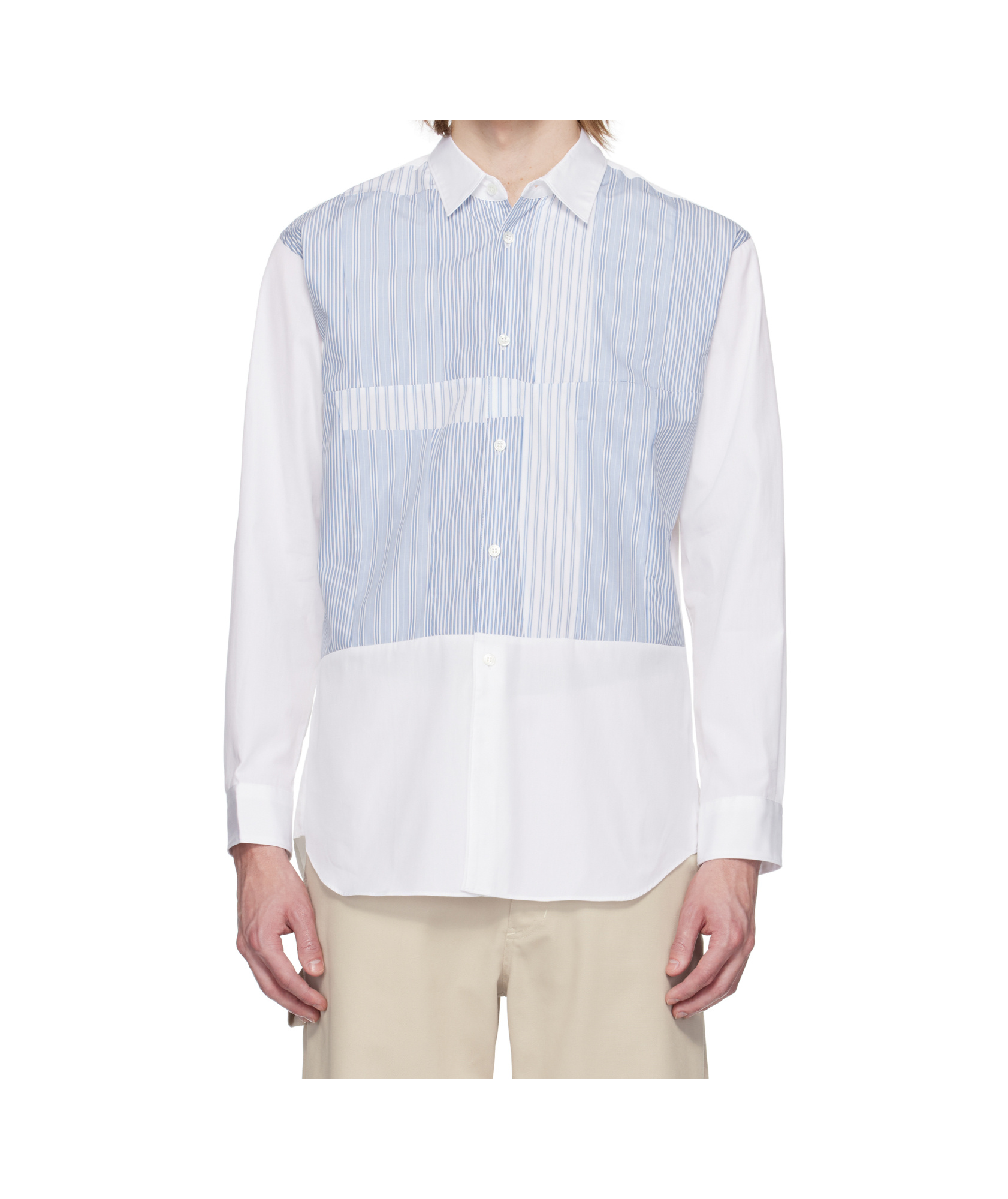 Comme Des Garçons White Long Sleeve Striped Shirt