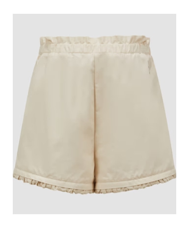 Moncler Ruffle-trimmed Cotton Blend Shorts In Nude