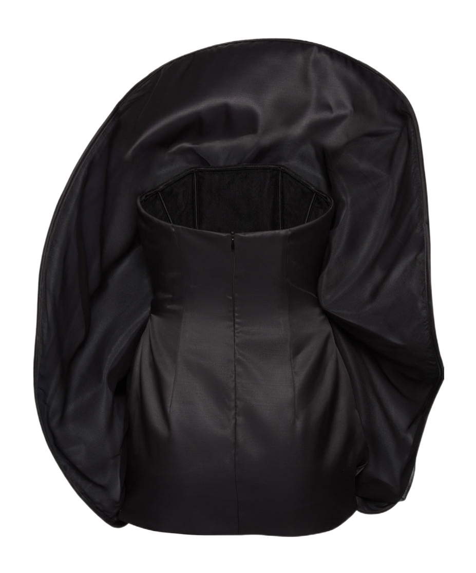 Magda Butrym Ruffled Wool And Silk Organza Minidress In Black