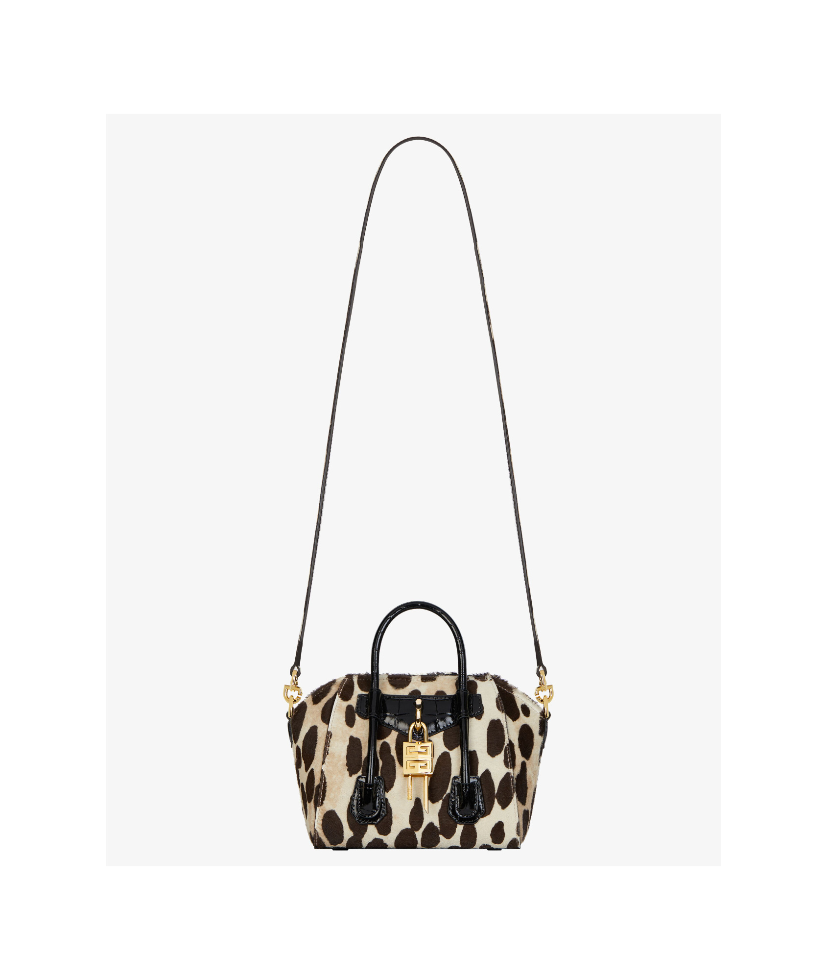 Givenchy Antigona Toy Lock Bag In Leopard Print Pony Leather In Black