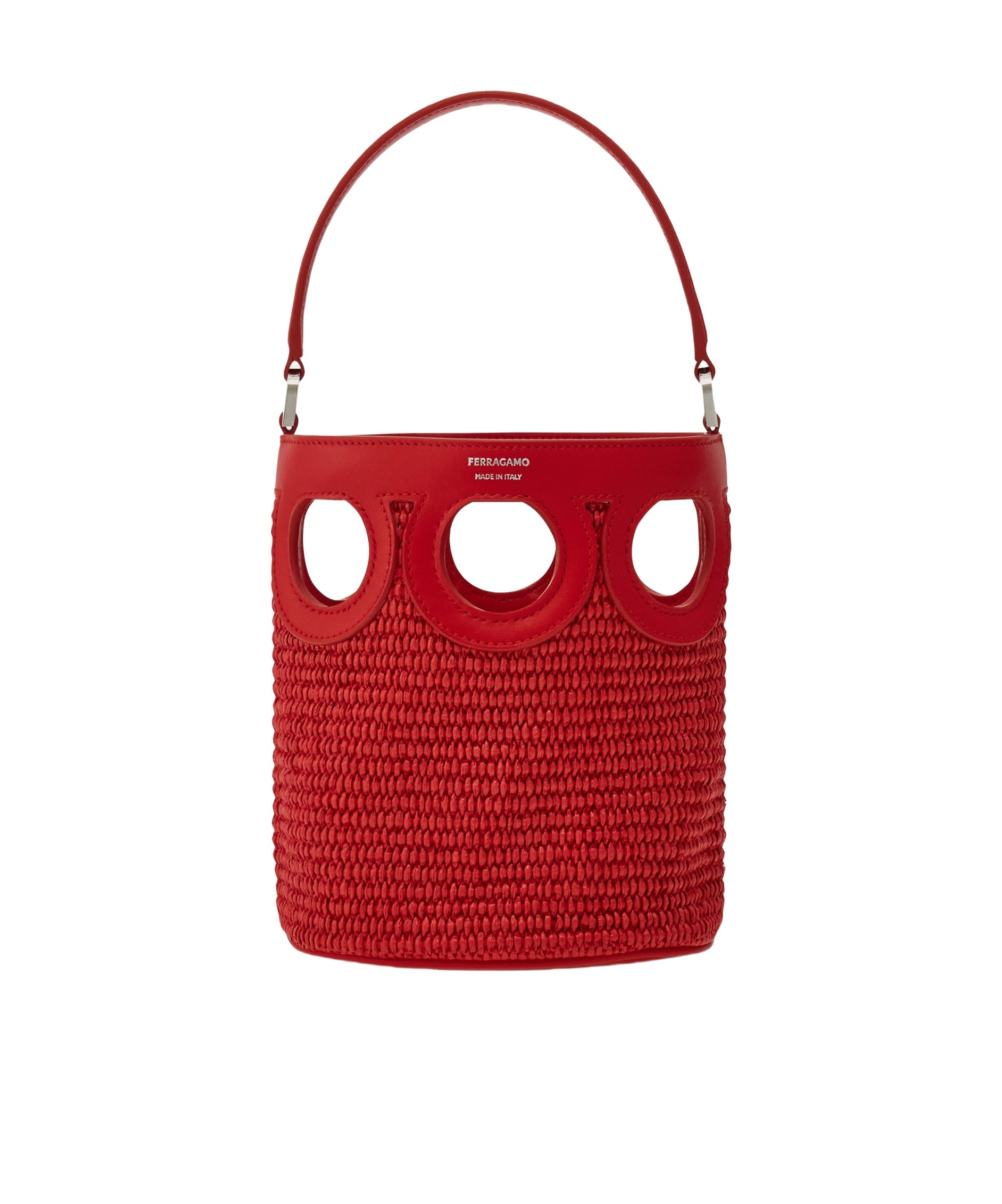 Ferragamo Gancini Outline Bucket Bag (xs) In Red