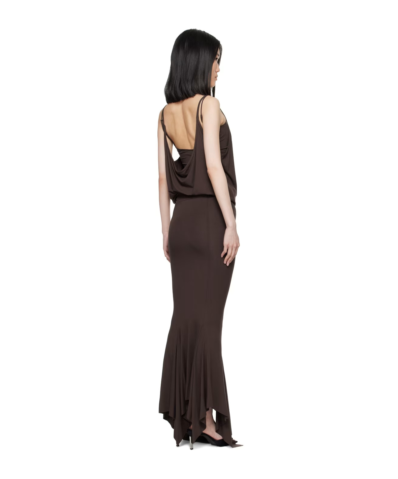 Shop Attico Layered Midi Dress In Black