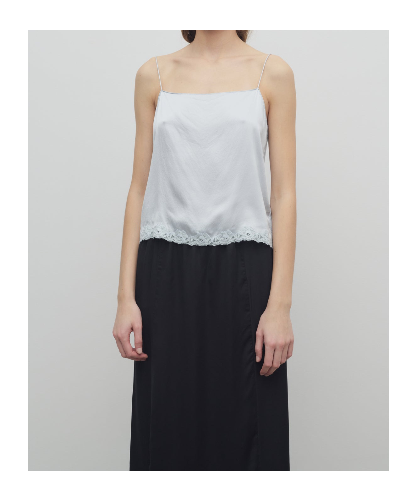 The Row Kilari Satin Lace Hem Top In Glacier Blue