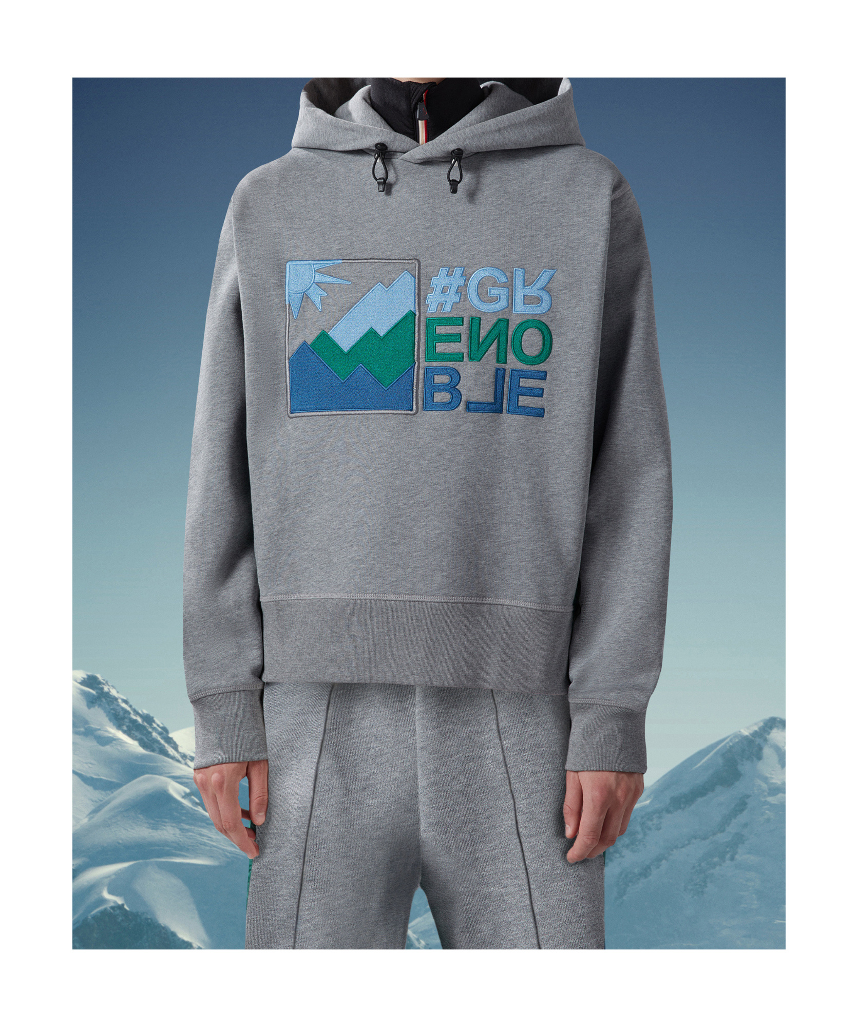 Moncler Men's Logo-printed Hoodie In Gray