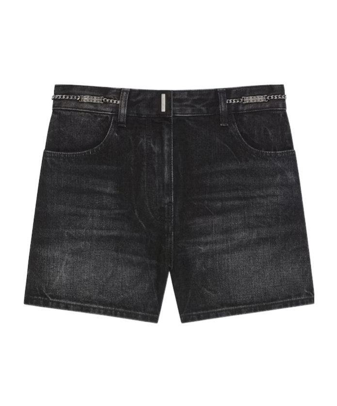Givenchy Chain Detail Denim Shorts In Black