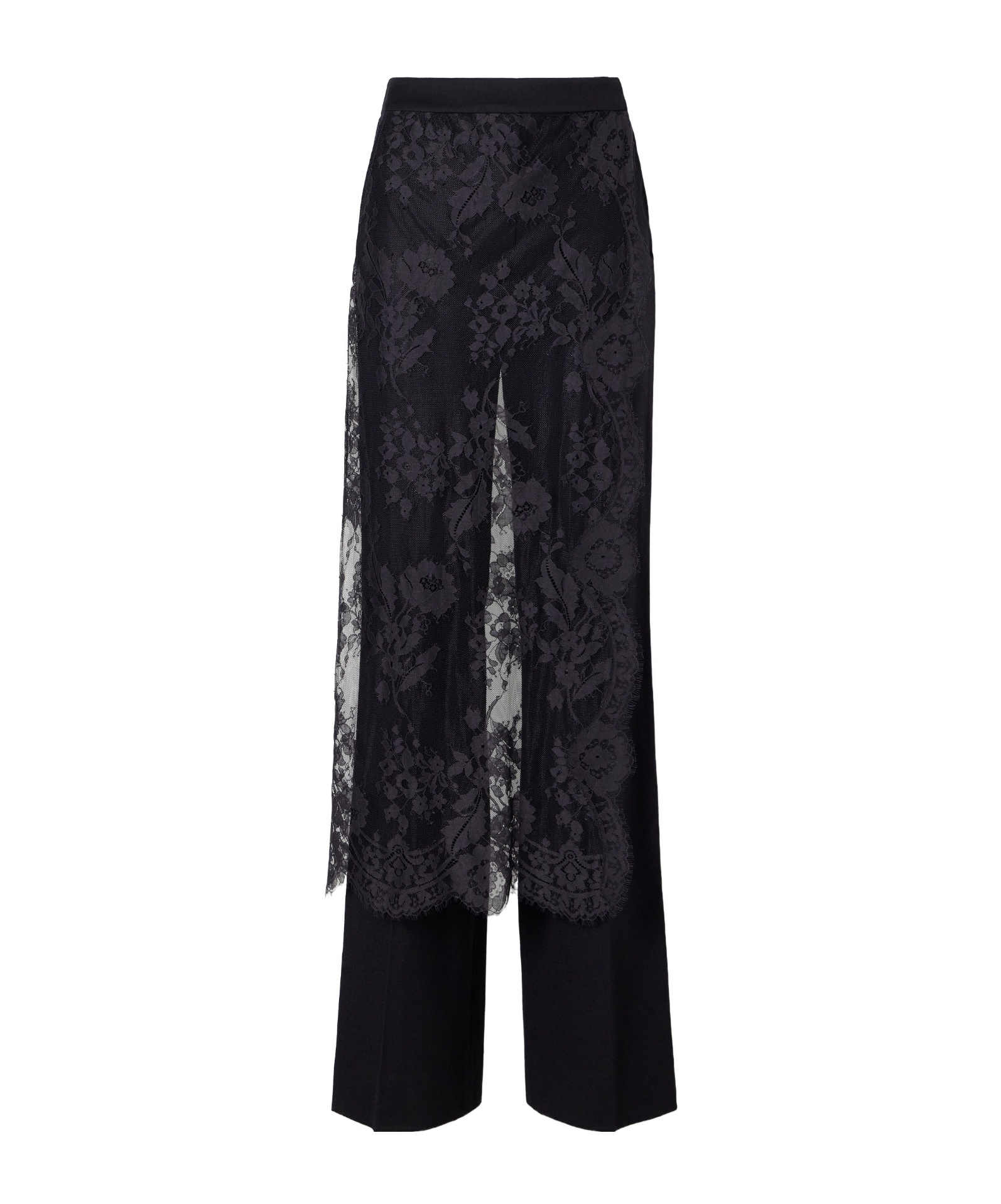 Zimmermann Lace-trimmed Stretch-linen Straight-leg Pants In Black