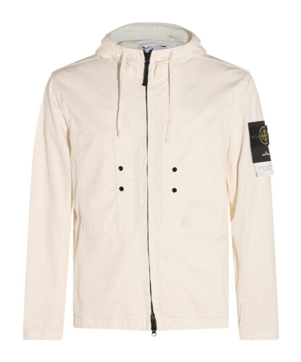 Stone Island Short Parka In Ivory