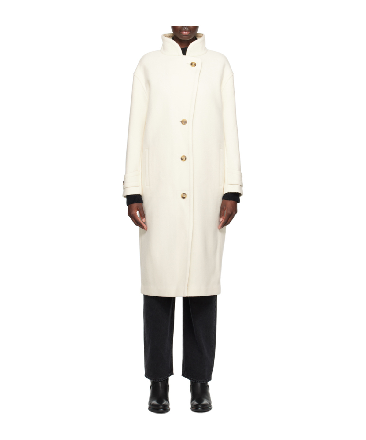 Yves Salomon Stand-collar Long-sleeved Coat In Gray