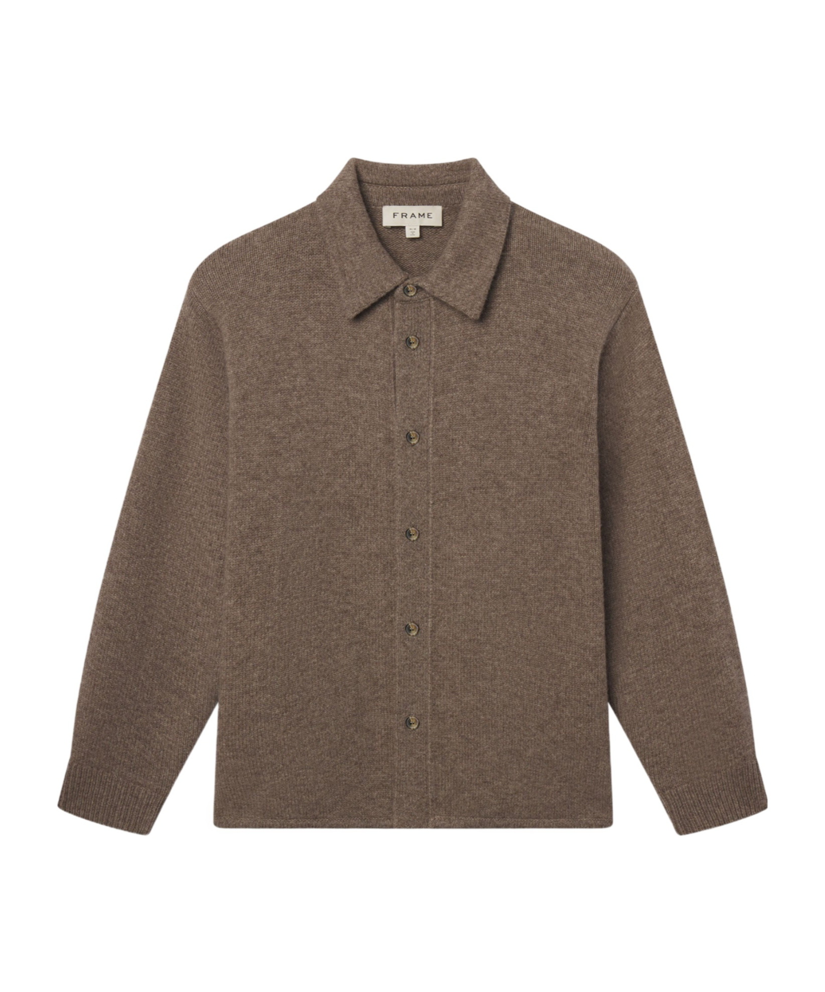 Frame Polo-neck Buttoned Cardigan In Brown