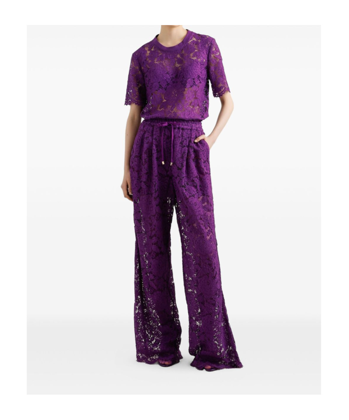 Dolce & Gabbana Lace-detailing T-shirt In Purple