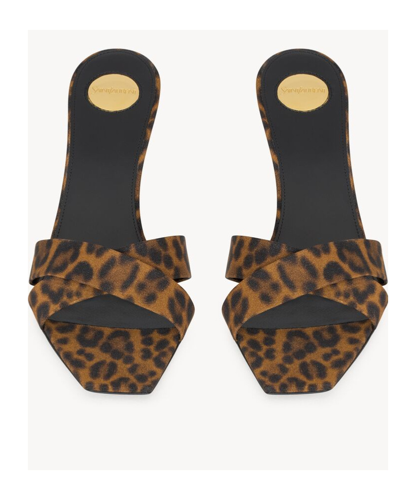 Saint Laurent 'jill' Mules In Animal Print In Black