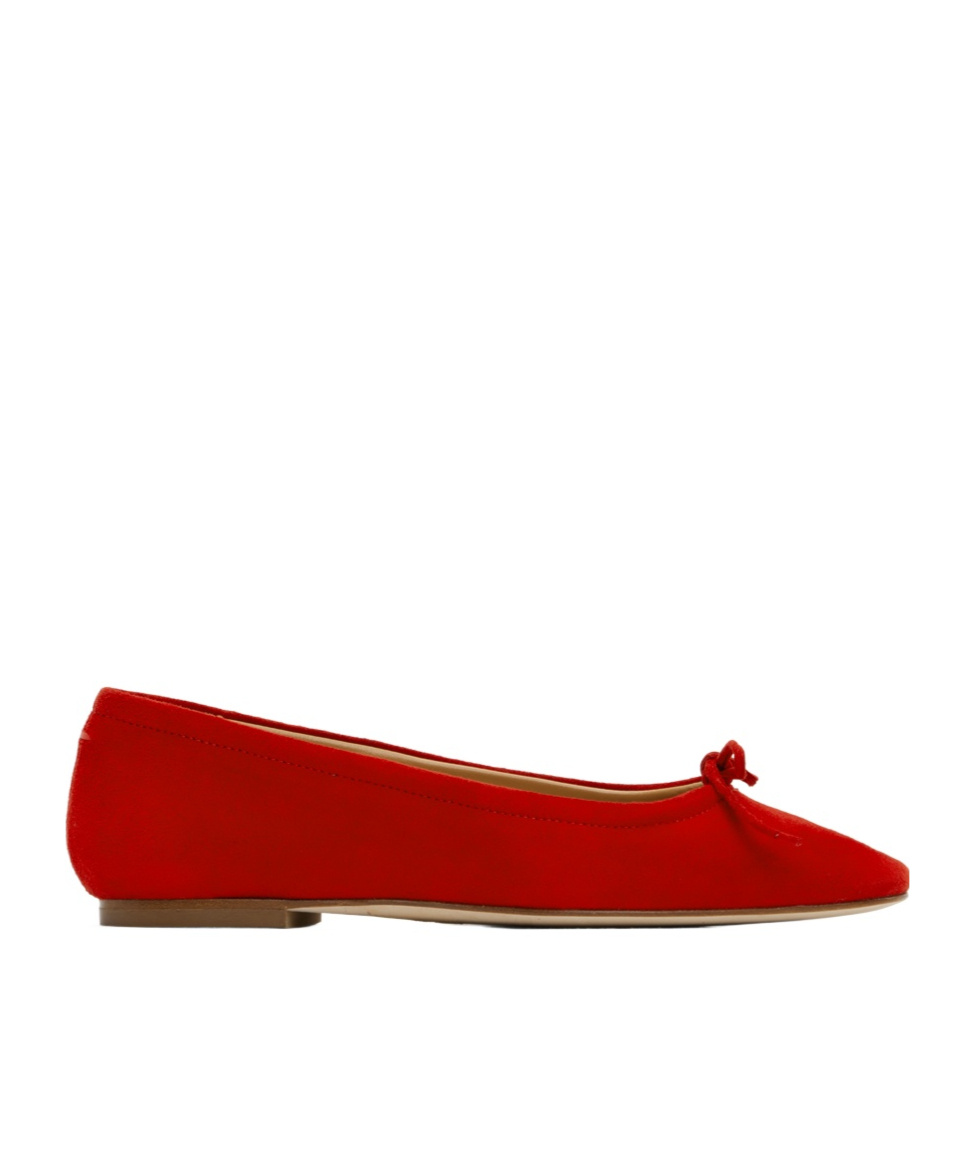 Aeyde Red Delfina Suede Ballerina Flats In Red