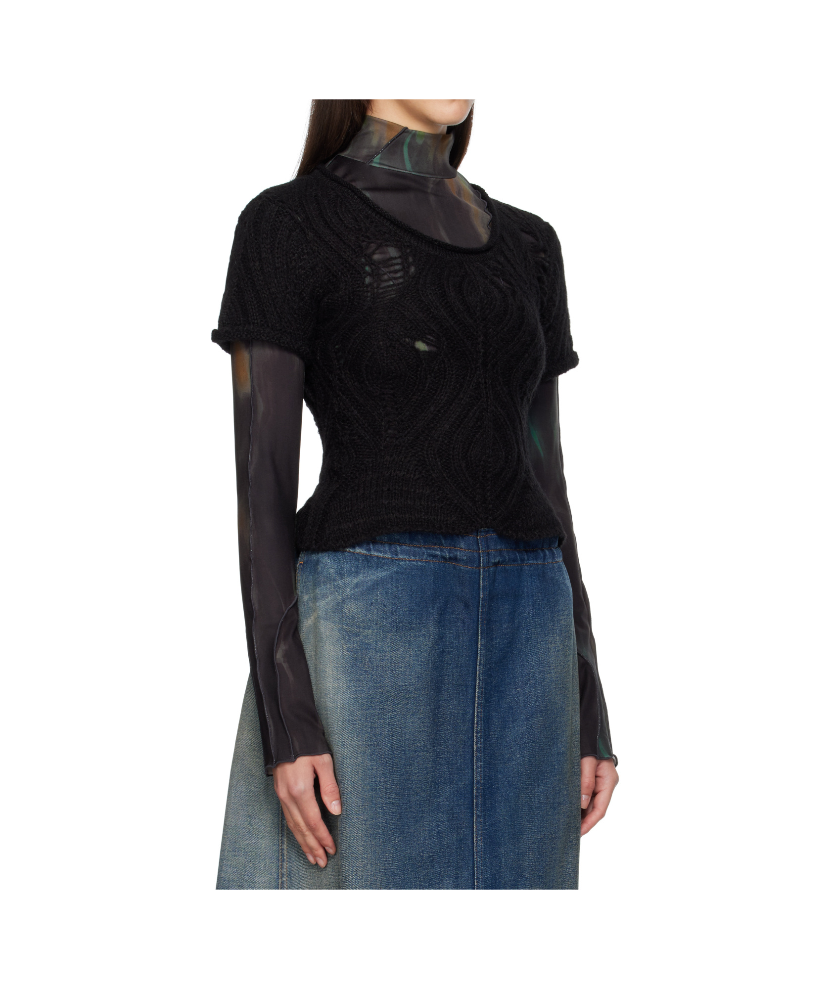 Andersson Bell Cap Sleeve Sweater Layered Tee In Black