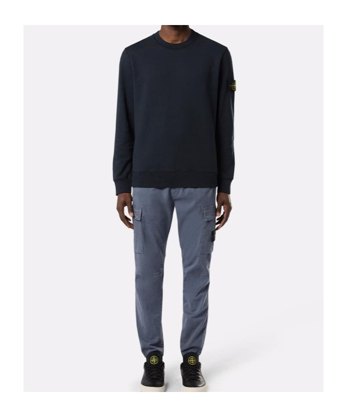 Stone Island Classic Crew Neck Sweater With Logo Patch Detail In Black
