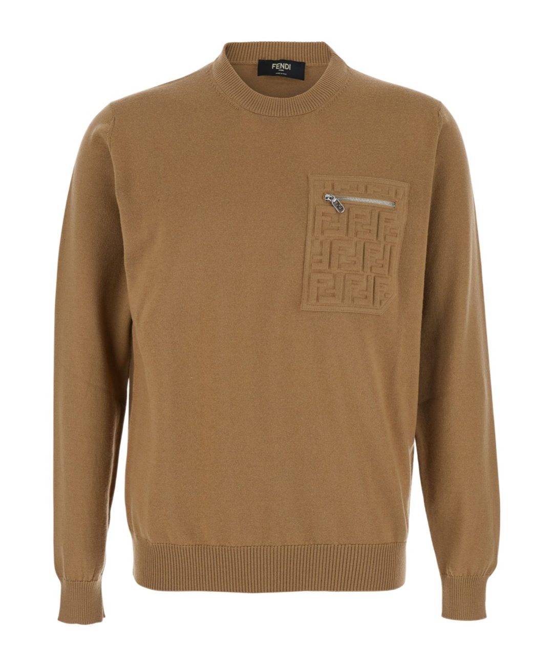 Fendi Ff Pocket Sweater Sweaters And Cardigans Beige In Brown