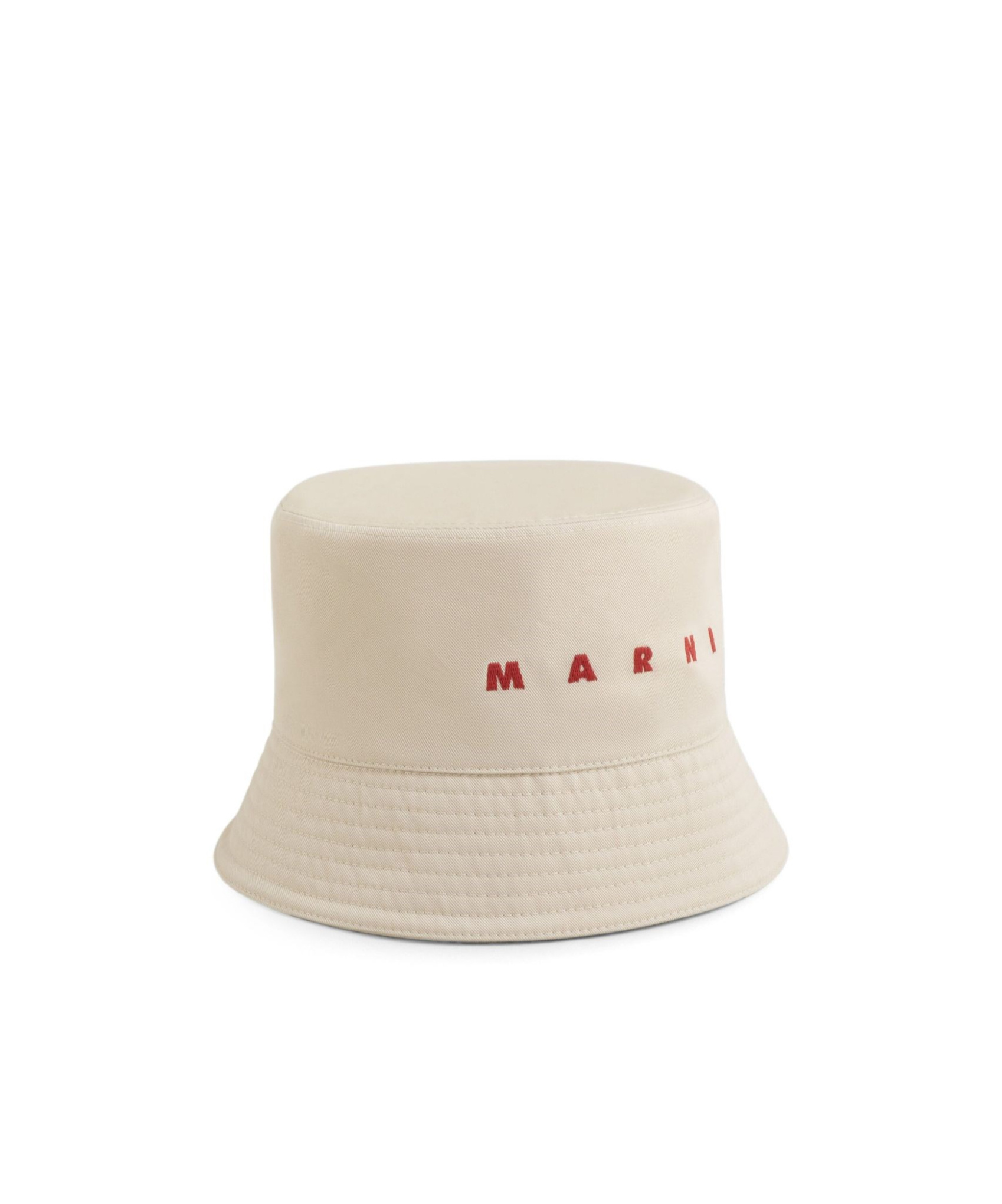 Shop Marni Ivory Organic Gabardine Bucket Hat With Embroidered Logo In Nude