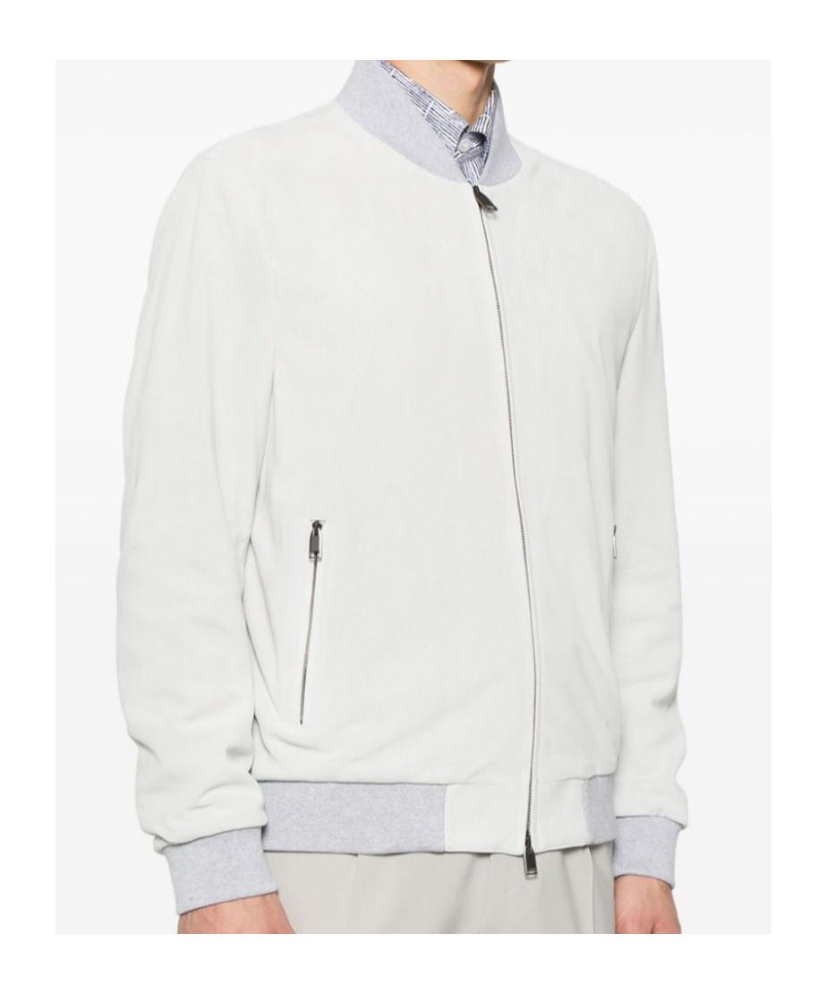 Brioni Perforated Bomber Jacket In White