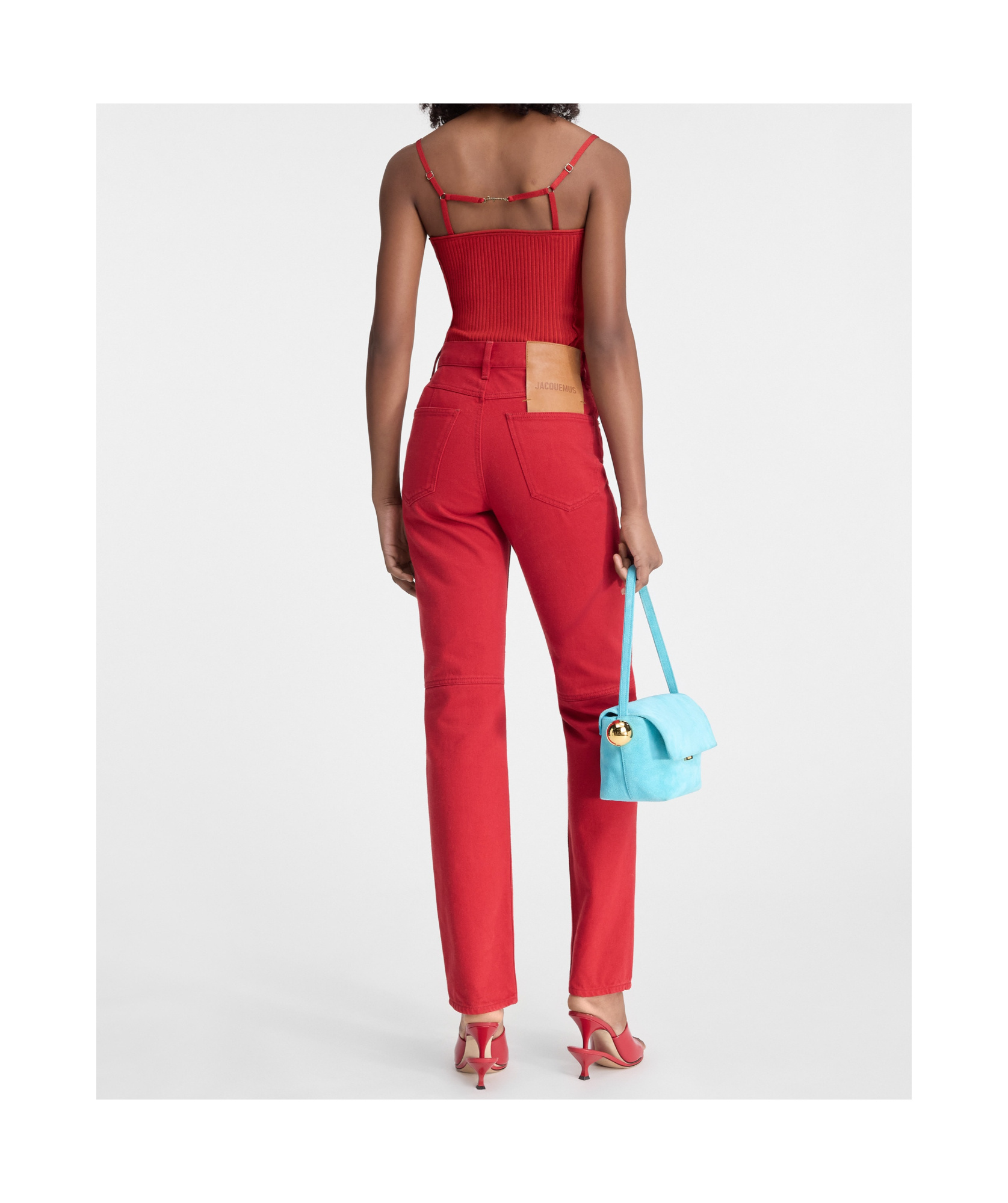 Jacquemus Straight Jeans In Red