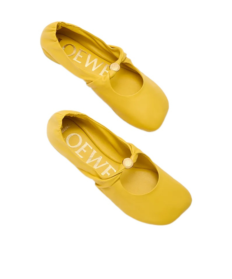 Loewe Pebble Soft Ballerina In Nappa Lambskin In Yellow