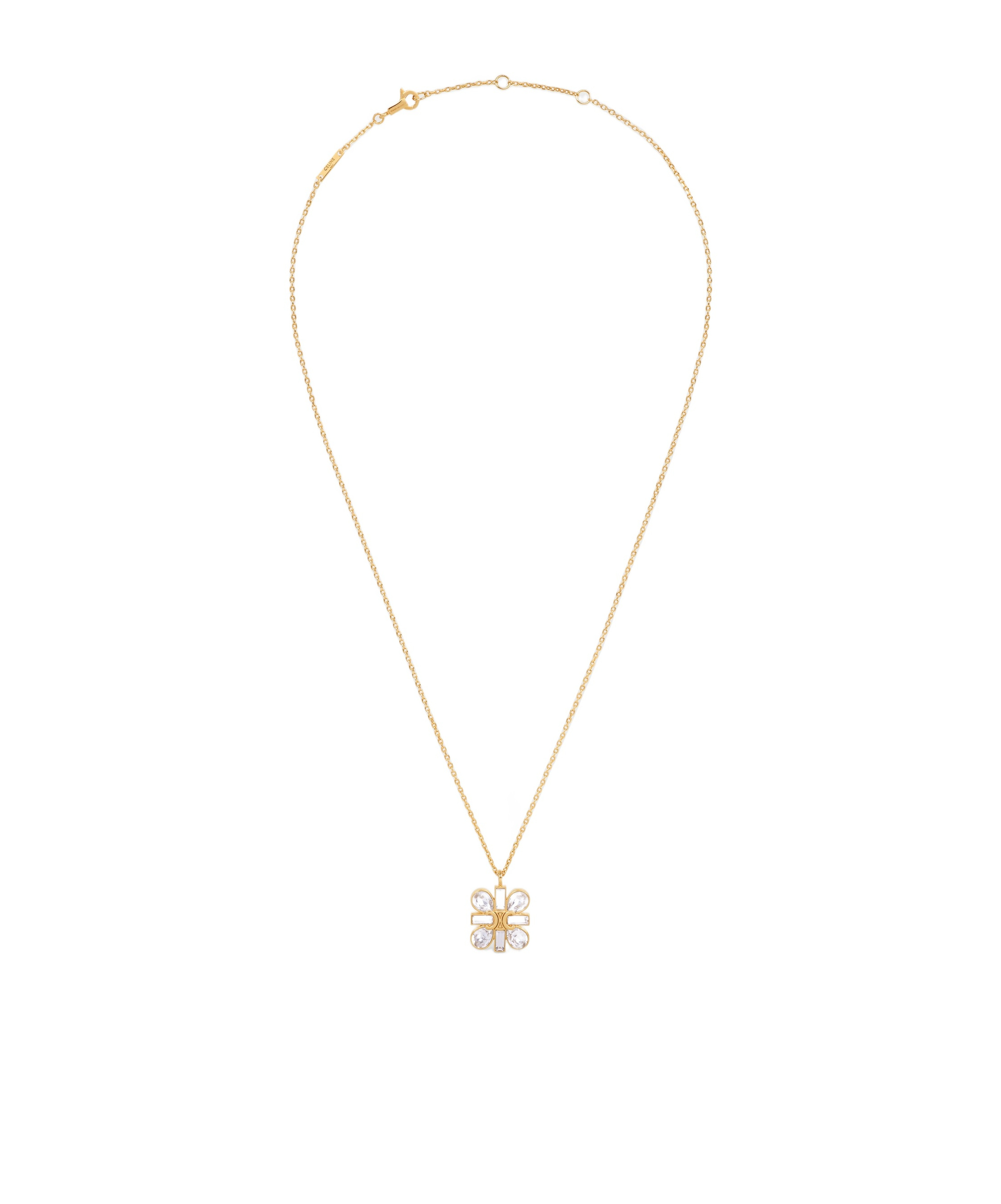 Celine Daisy Necklace In Strass And Brass With Gold Finish