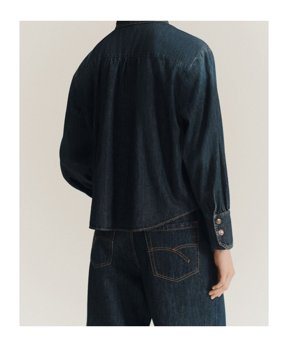 MARELLA FLOWER-DETAIL DENIM SHIRT