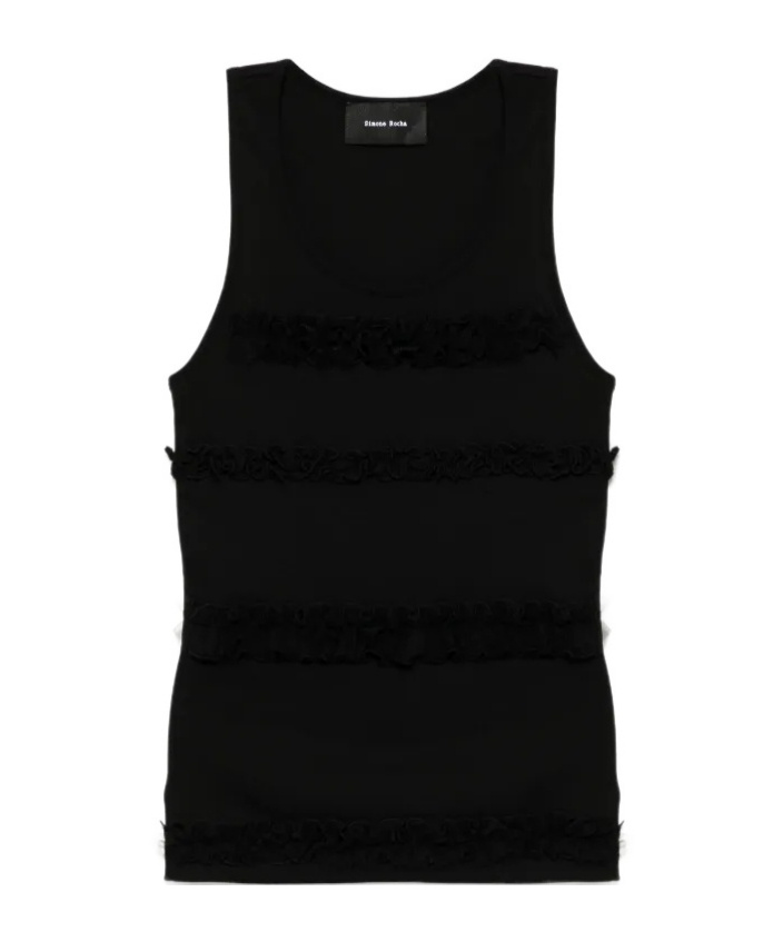 Simone Rocha Ruffled Tank Top In Black