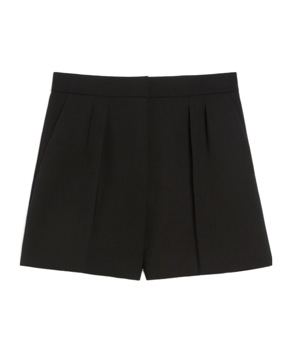 Max Mara Wool Canvas Shorts In Black