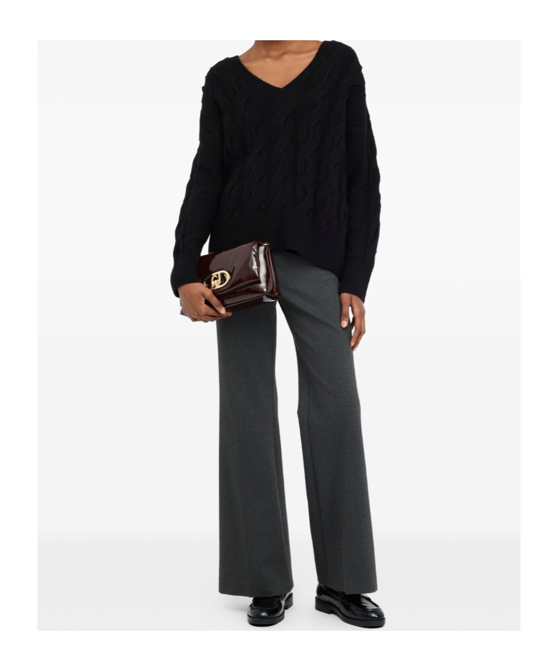 Liu •jo High-waisted Flared Casual Pants In Black