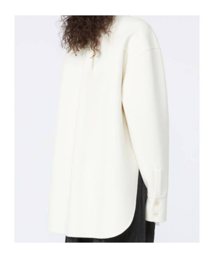 Sportmax White Short Coat With Shirt Styling And Oversized Fit In White