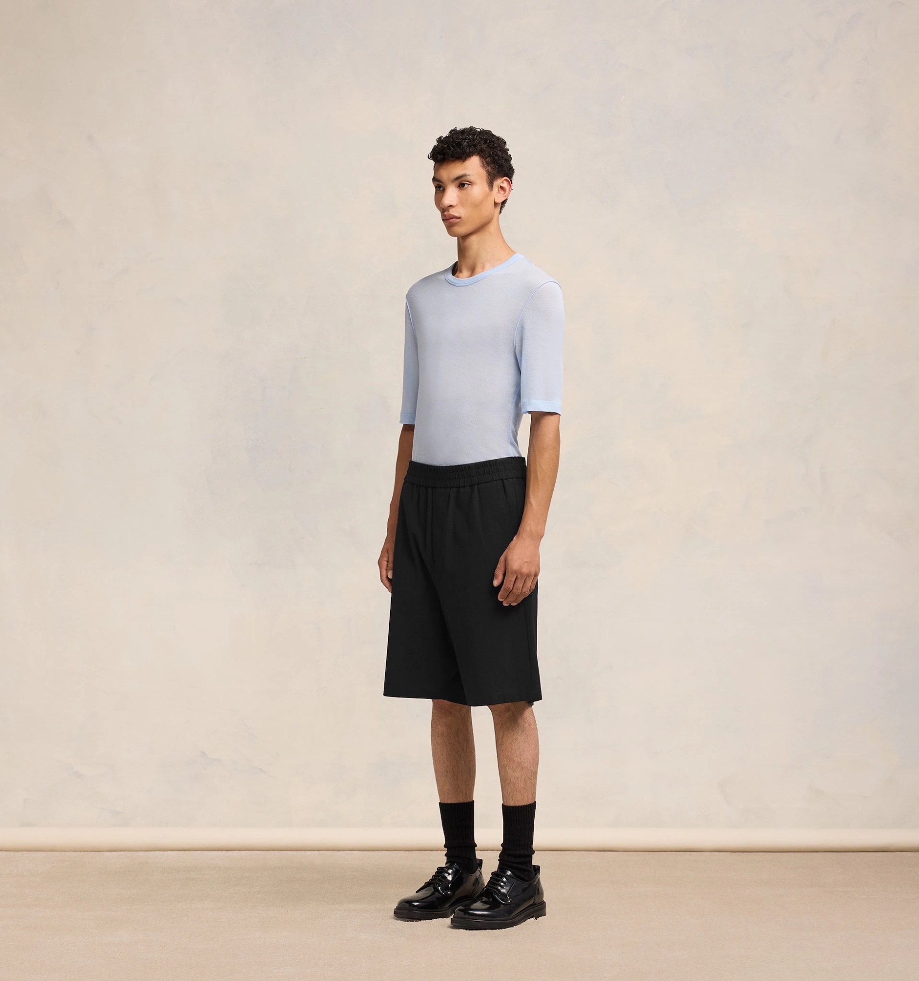 Ami Alexandre Mattiussi Ami Paris Bermuda With Elastic In Black