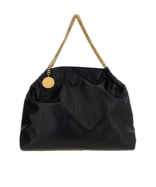 Stella Mccartney Large Quilted Chain Strap Shopping Bag In Black