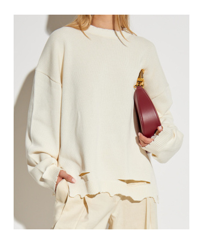 Helmut Lang Pullover Aus Einer Baumwollmischung In Distressed-optik In Metallic