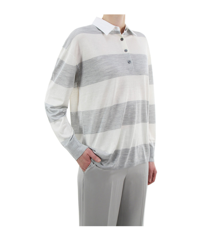 Theory Striped Polo In White