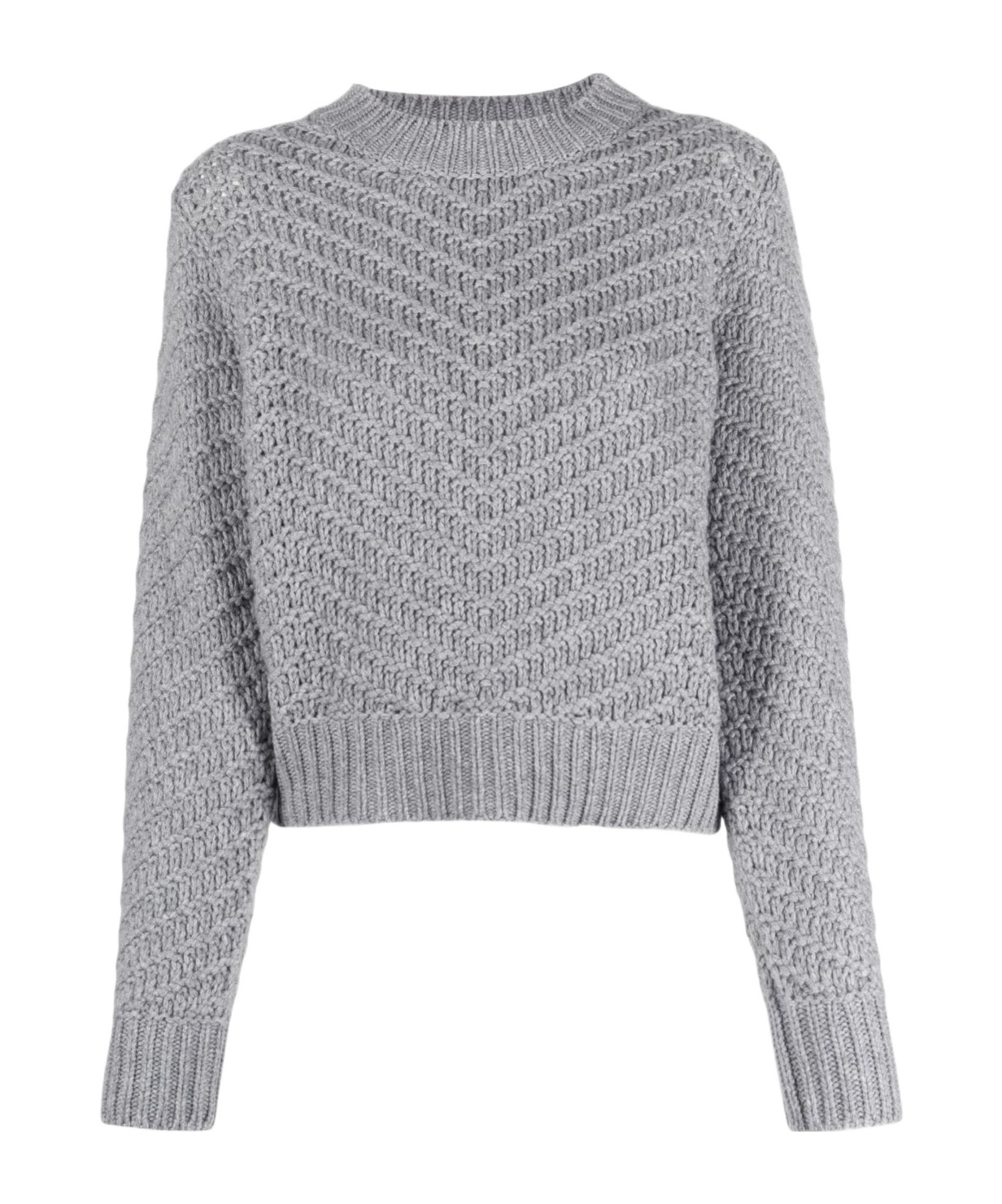 Fabiana Filippi Rib Trim Patterned Knit Sweater In Gray