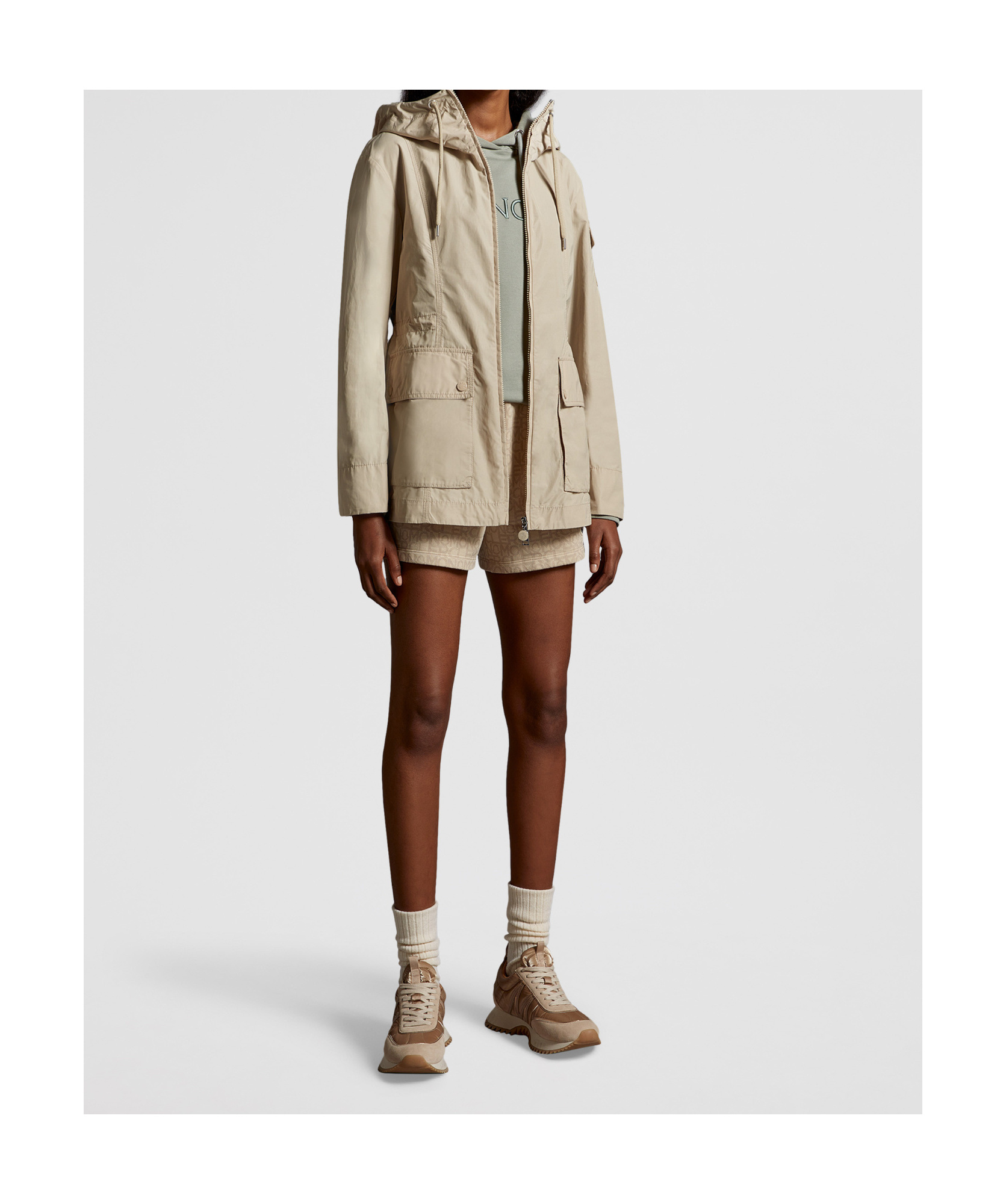 Moncler Vabre Zip-up Jacket In Nude