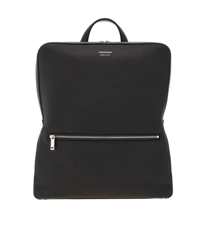 Ferragamo Grained Leather Backpack In Black